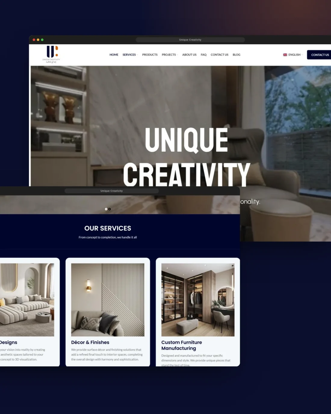 Unique Creativity website — designed and developed by Lynked