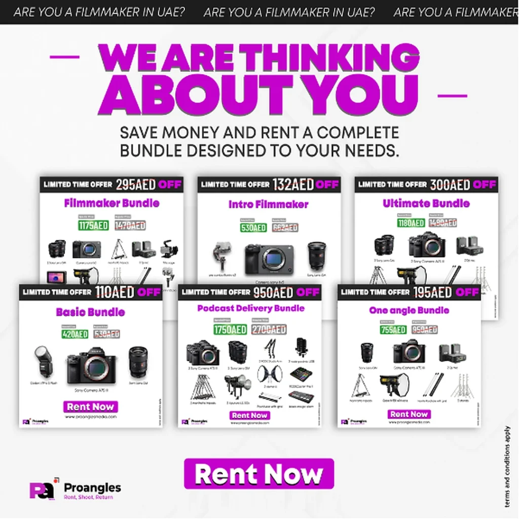 ProAngles — We are thinking about you: camera rental bundles in AED for filmmakers in the UAE